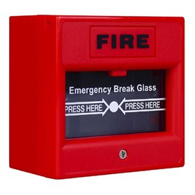 BUTON DE INCENDIU CU GEAM DE STICLA ROSU