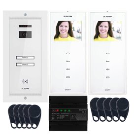 Videointerfon Electra Smart+  3.5” pentru 2 familii montaj incastrat - alb